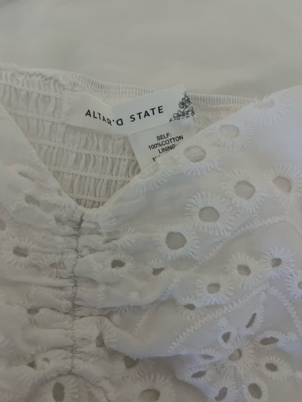 Altar'd State White Eyelet Puff Sleeve Dress - Picture 2 of 2